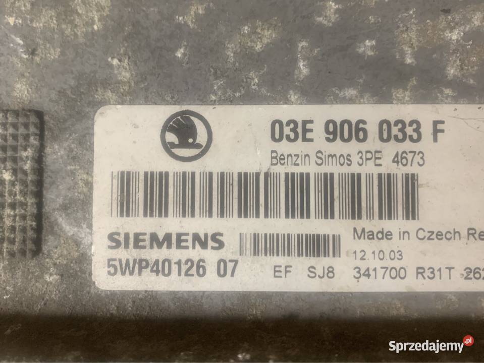 Komputer sterownik 03E906033F skoda fabia 1 I Układ elektryczny zachodniopomorskie Szczecin sprzedam