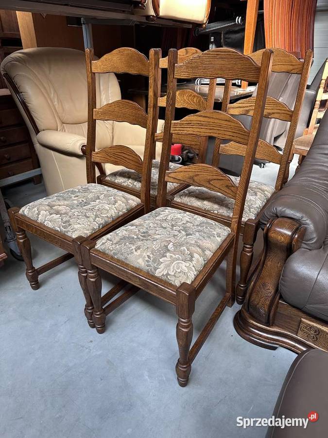 Dębowe krzesła siedziska materiał Sławoszewek