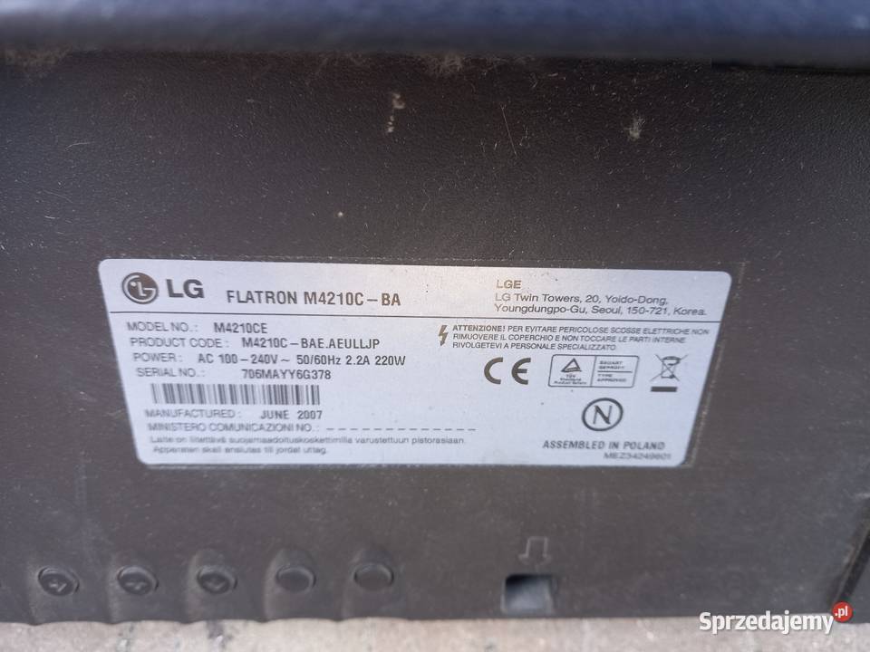 Monitor LCD LG 42cale M 4210 C wielkopolskie Śrem sprzedam