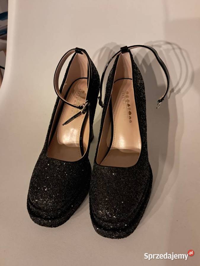 nowe czarne buty brokatowe rozmiar 38 wysokość świętokrzyskie sprzedam