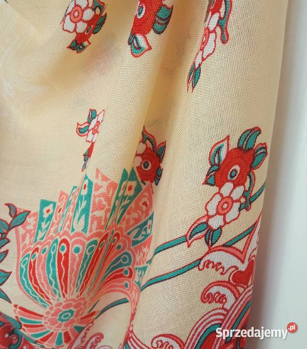 Nowy lekki szal tkany z wełną orientalny beżowy Dla kobiet zachodniopomorskie Szczecin sprzedam