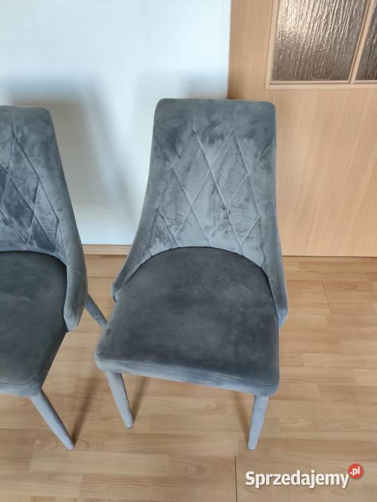 Krzesła tapicerowane TRIX Velvet szare do Chotomów sprzedam