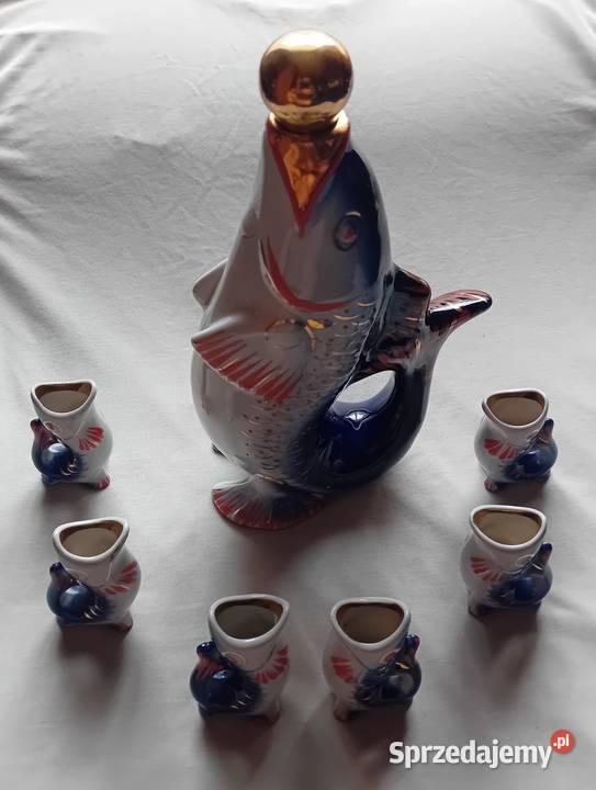 Zestaw karafka kieliszki Ryby Połonne CCCP