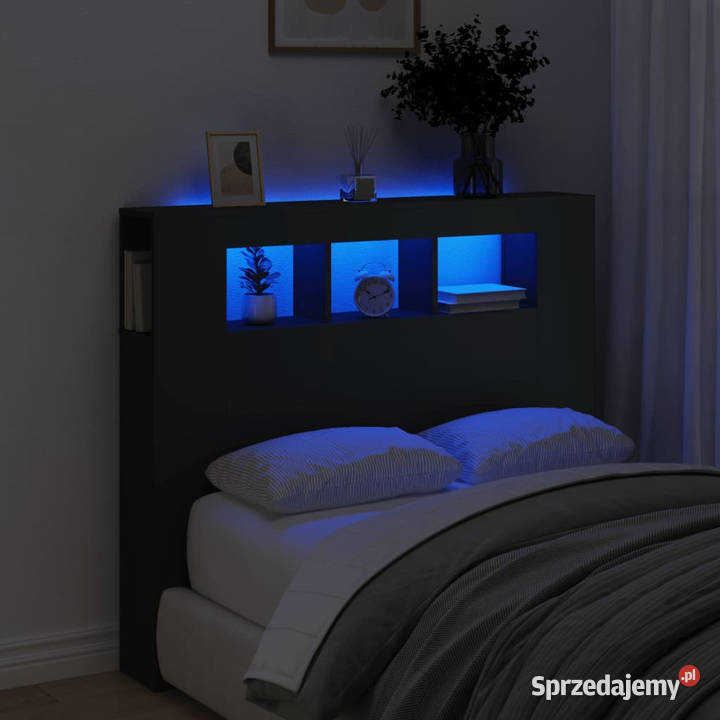 Wezgłowie łóżka z LED czarne 120x185x1035 Warszawa