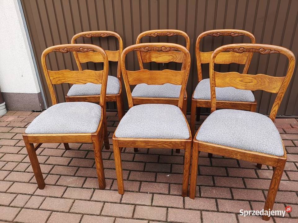 Krzesła ARTDECO Politura 6 Sztuk Stare Antyk Swarzędz
