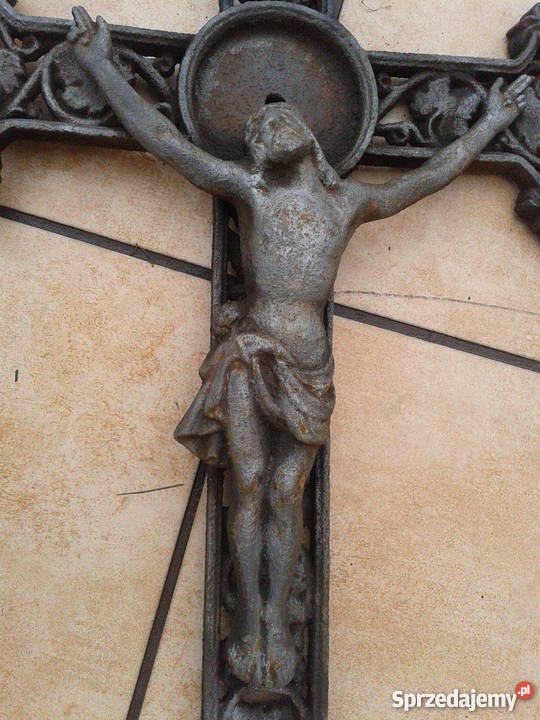 Zabytkowy krzyz nagrobny 150x60odlew zeliwo śląskie Kozy