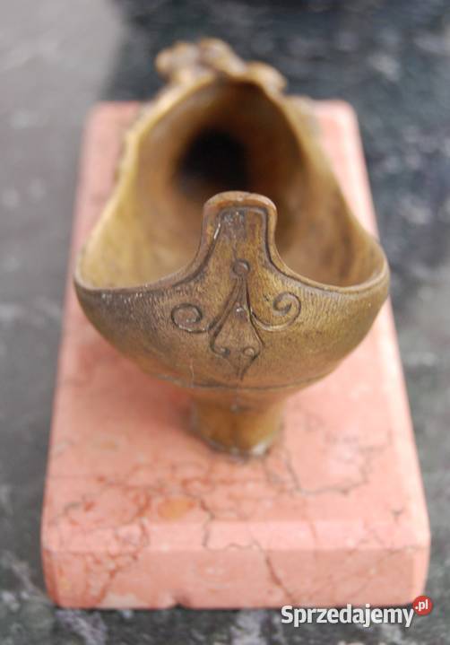 Barokowy but popielniczka mosiądz różowy marmur lubelskie Lublin