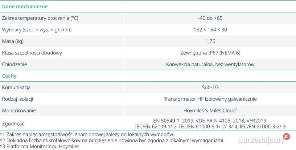 Mikroinwerter HOYMILES HMS5001T 500 VA 1 panel