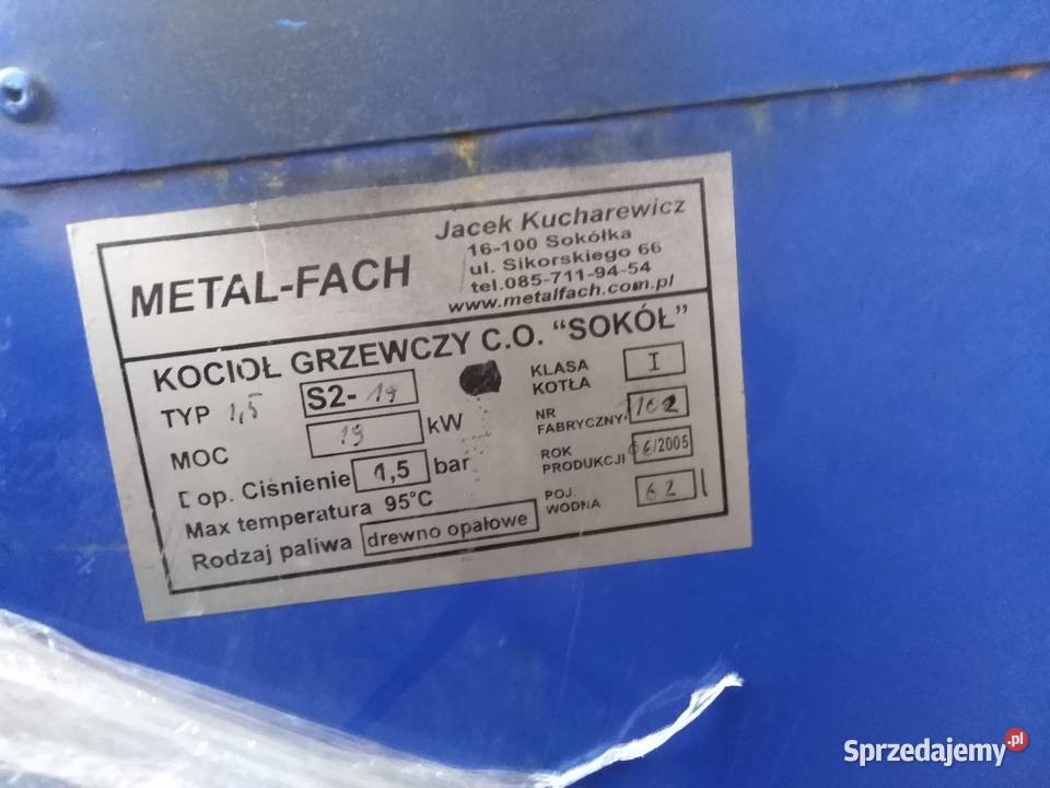 Piec na drewno opałowe 19kw Ełk