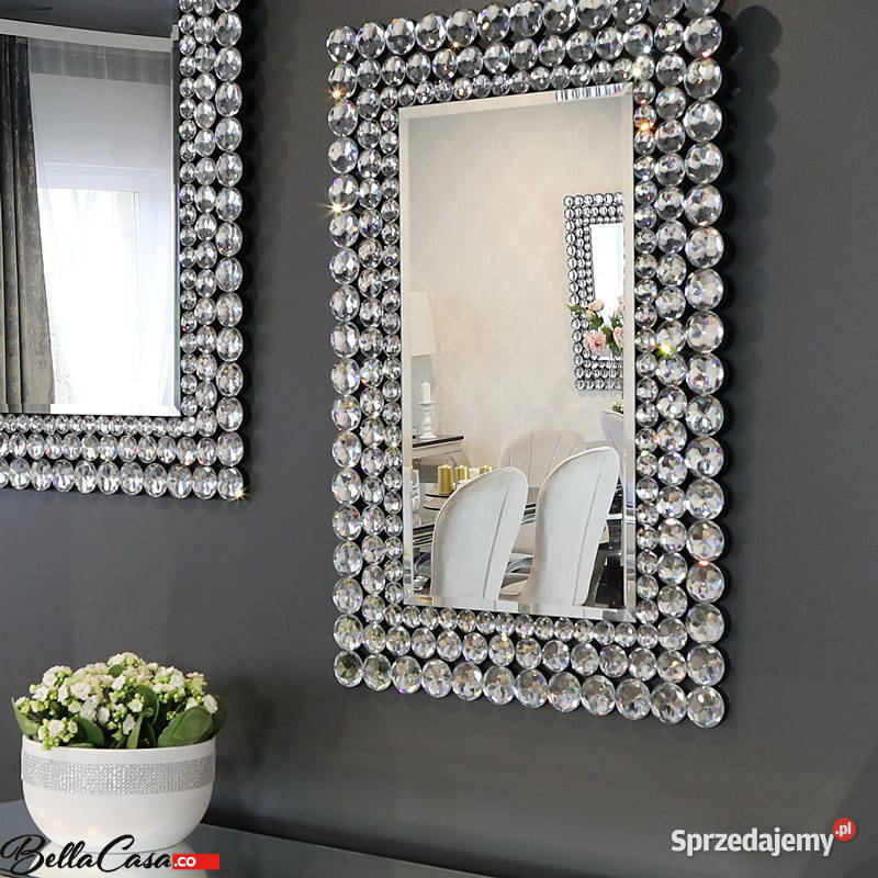 Lustro glamour srebrne kryształki prostokąt Warszawa sprzedam