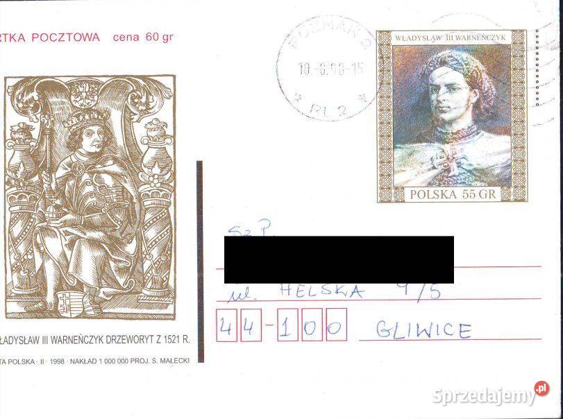 Kart Cp 1169 kas1998 śląskie Gliwice