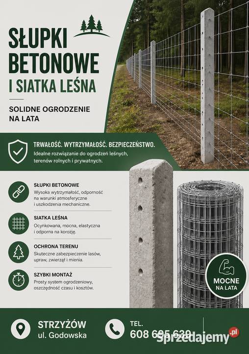 Słupki betonowe Siatka Leśna Strzyżów