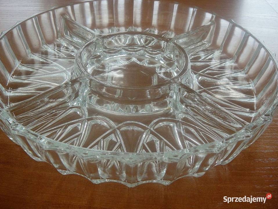Półmisek szklany dzielony zdobiony Francja
