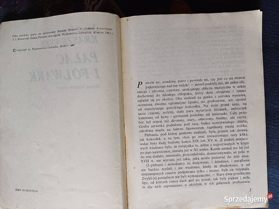 Pałac i folwark Józef Ignacy Kraszewski Rok wydania 1987 Kraków