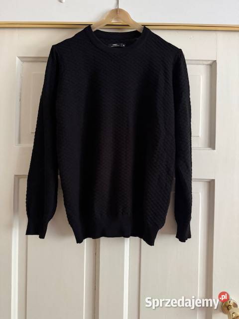 Sweter męski M Carry czarny we wzór jednolity Wkładane przez głowę  Częstochowa