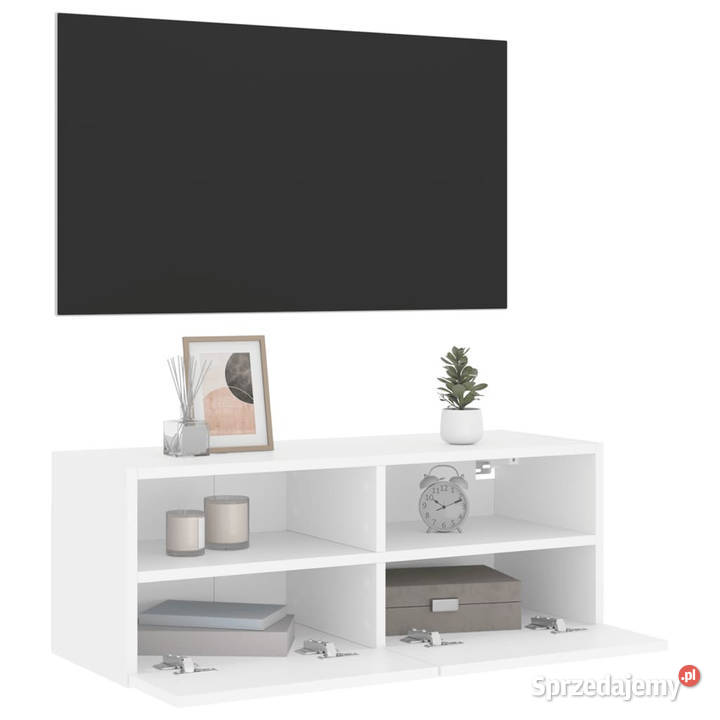 Ścienna szafka TV biała 80x30x30 materiał Warszawa