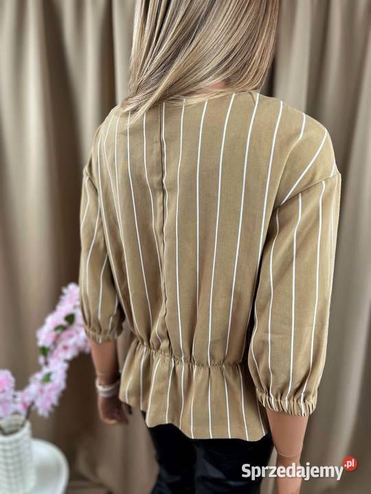 byoung beżowa bluzka w paski 34 36 elegancka Augustówka