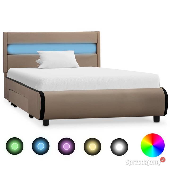 vidaXL Rama łóżka z LED, cappuccino, 284985