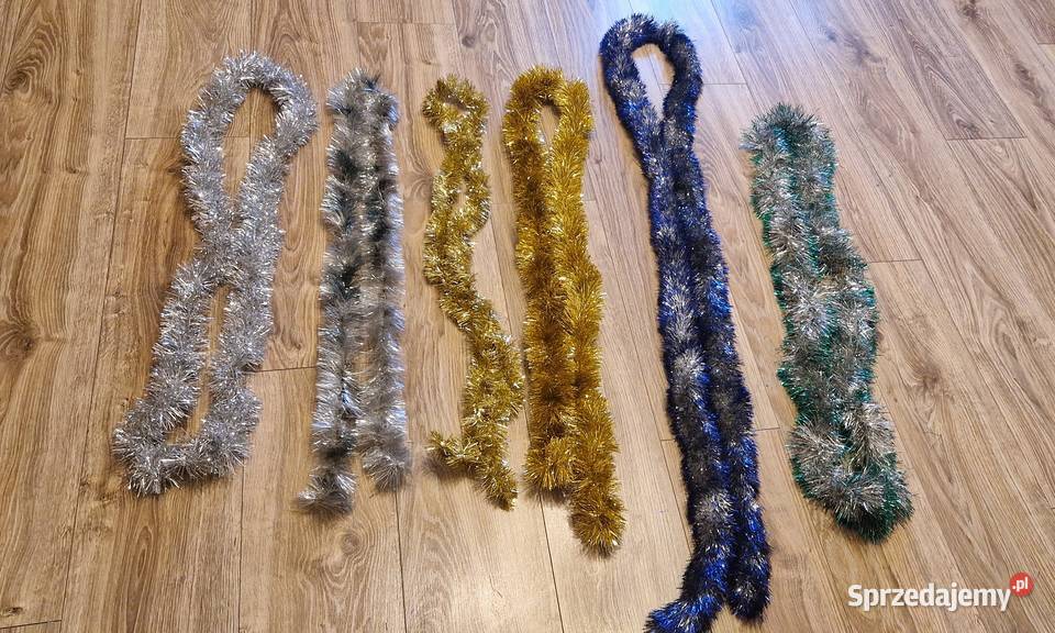 łańcuchy na choinkę zestaw 6 srebrne złote Kraków