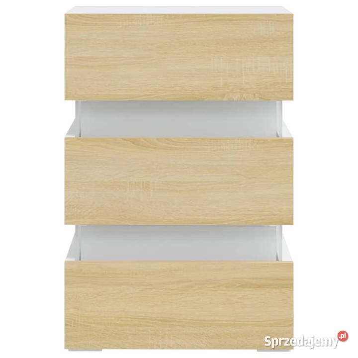 Szafka nocna z LED biel i dąb sonoma 45x35x67 mazowieckie
