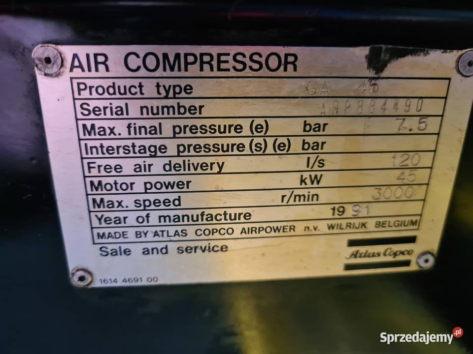 Kompresor śrubowy ATLAS COPCO GA 45 Zduny
