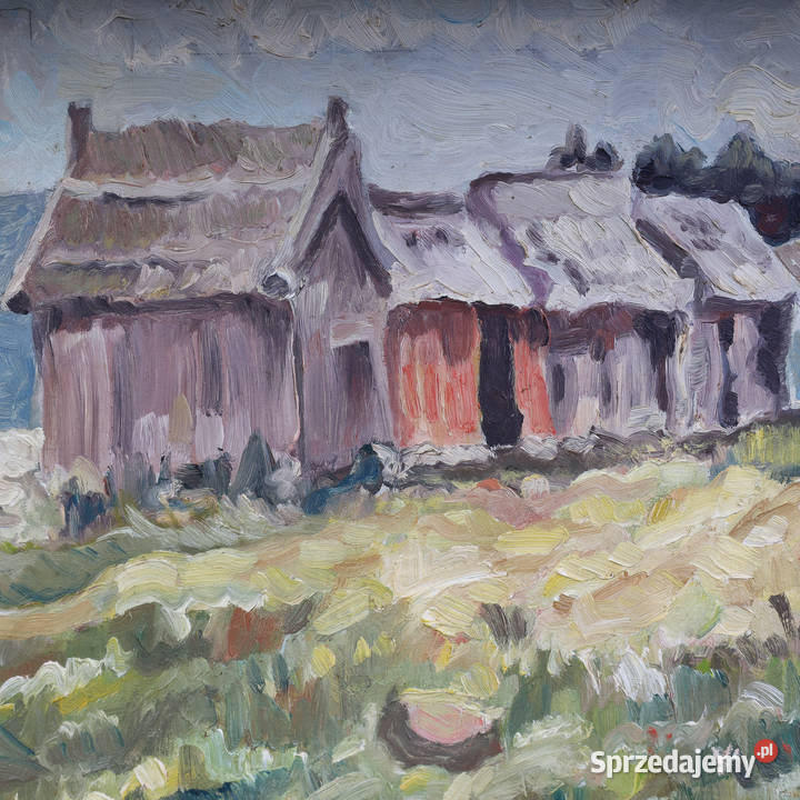 ARTexpert Obraz Olejny Nadmorski Pejzaż Chaty