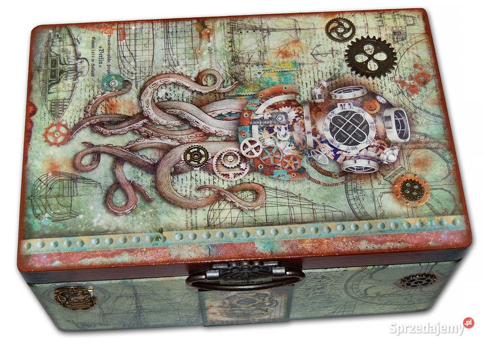 KUFEREK drewniana skrzynka SEA STEAMPUNK Bydgoszcz sprzedam