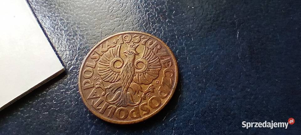 Stare monety 5 groszy 1937 2RP Polska piękna Lesko