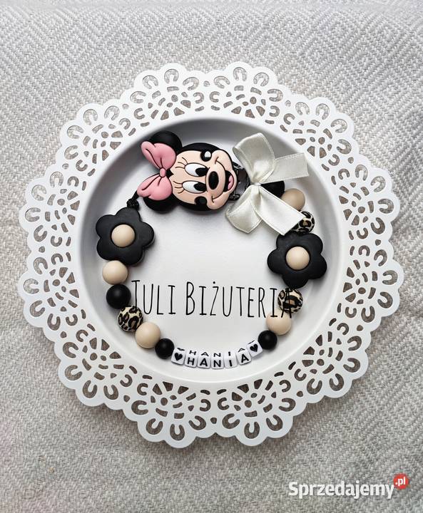 Zawieszka Minnie do smoczka z imieniem dziecka łódzkie Łódź