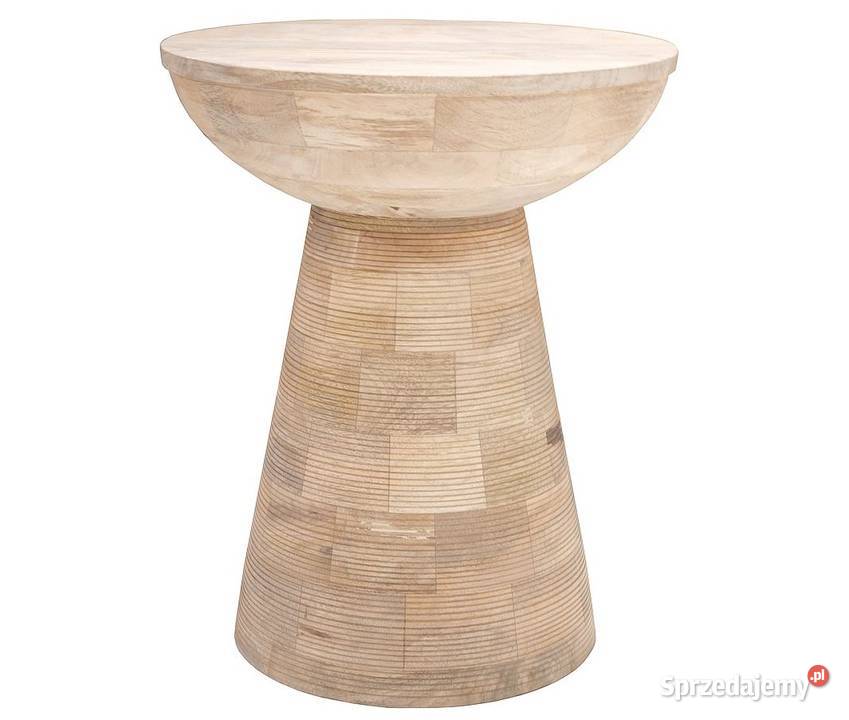 Stołek stolik drewniany okrągły drewniany z mango jasny