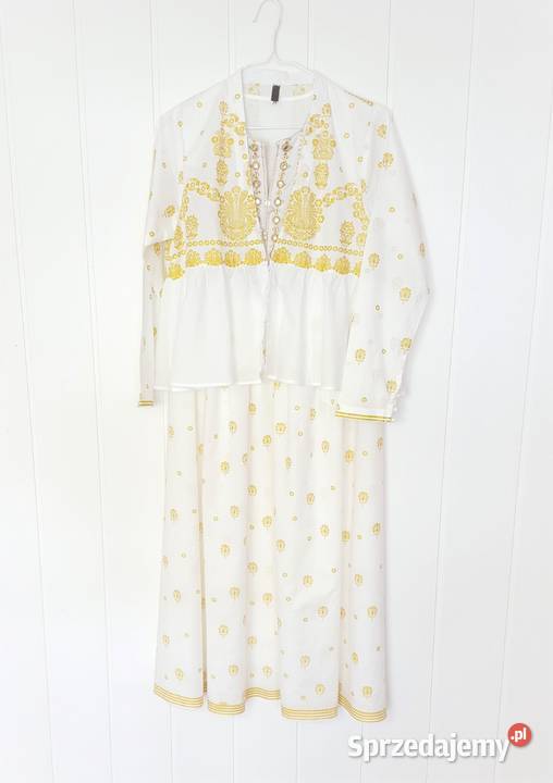 Nowa biała sukienka indyjska M 38 boho hippie Szczecin