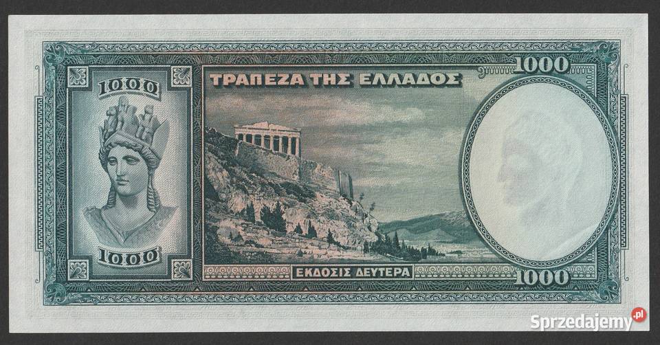 GRECJA 1000 DRACHM 1939 STAN BANKOWY UNC Łódź