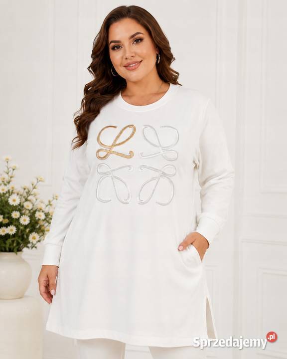 Bluza tunika bawełniana z kieszeniami i Swetry i golfy łódzkie Pątnów