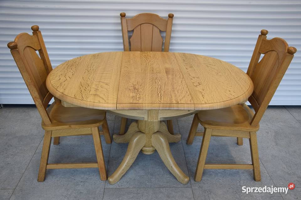 stół rozkładany i 4 krzesła komplet z drewna warmińsko-mazurskie Olsztyn sprzedam