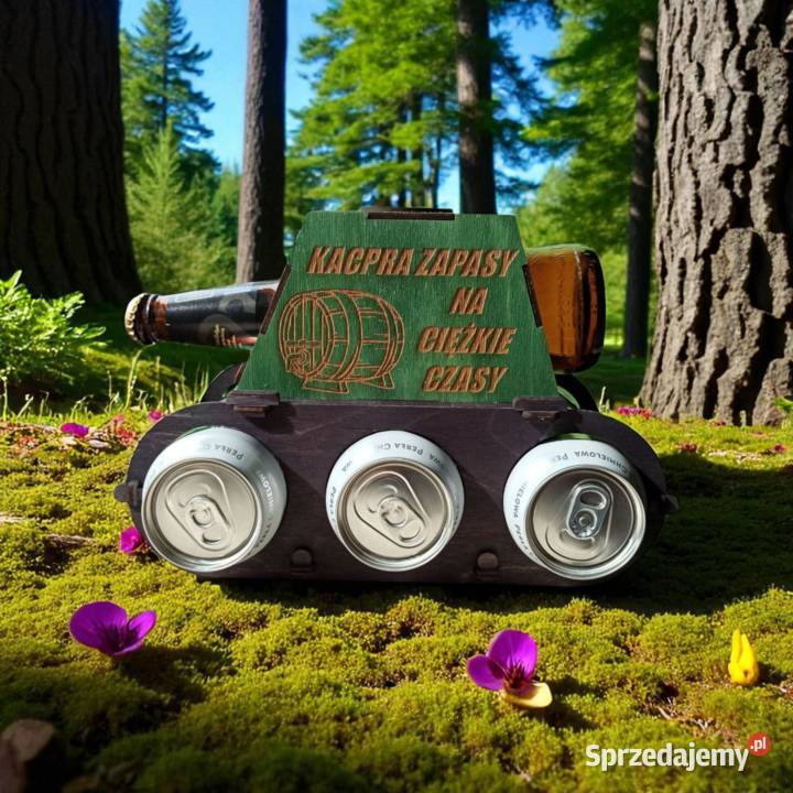 Drewniany Czołg na Piwo z Grawerem Prezent Taty Zabawne gadgety