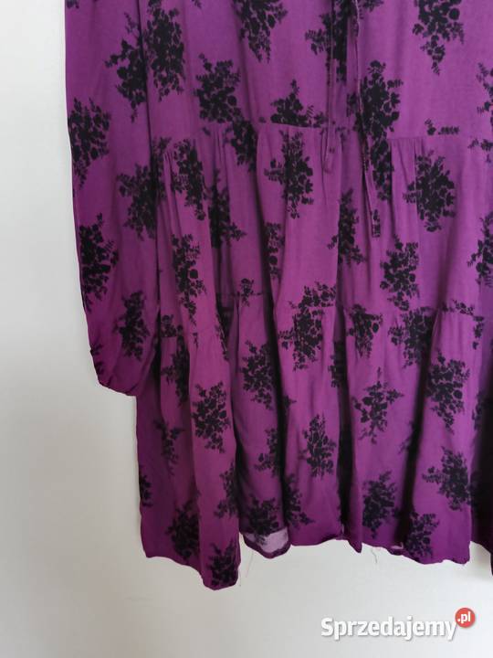 VILA Fioletowa sukienka midi z wiązaniem