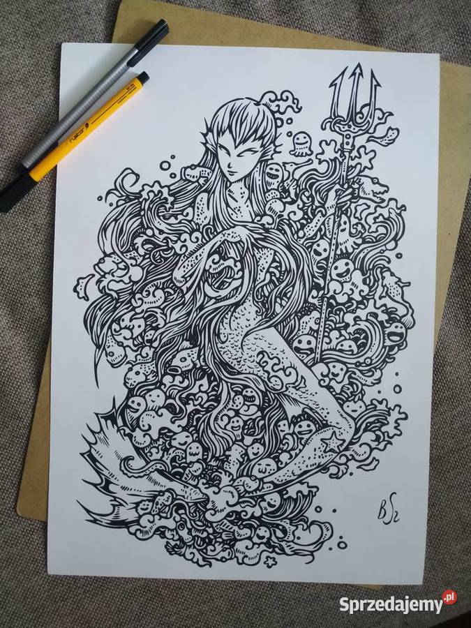 Rysunek syrena cienkopis blok tech A3 250 gm2 mazowieckie Warszawa
