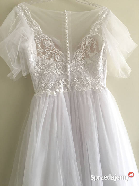 suknia ślubna liniaA perełki guziczki 36 S 38 M Damska Jelenia Góra