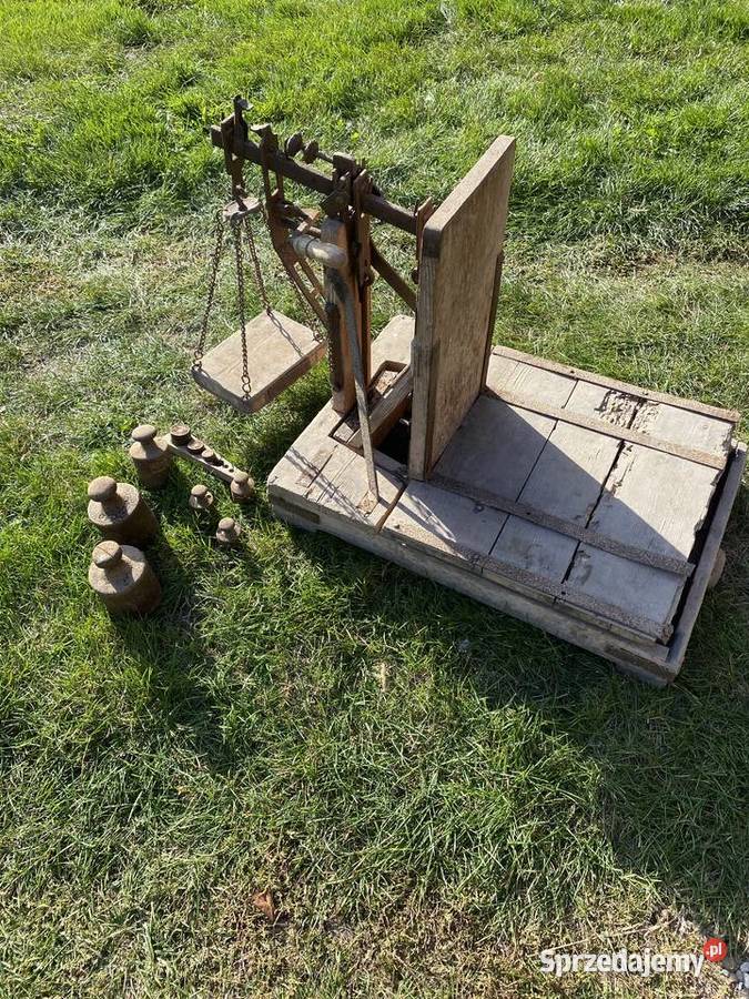 Waga dziesiętna z odważnikami antyk Julków