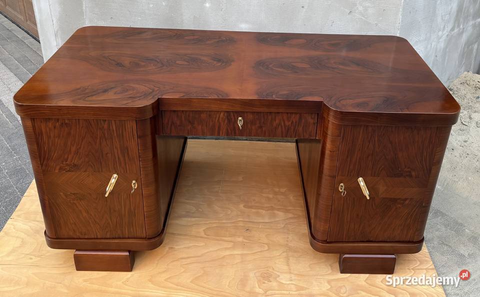 Biurko Brązowe Orzech 160 Art Deco Dwustronne 79.5cm mazowieckie sprzedam