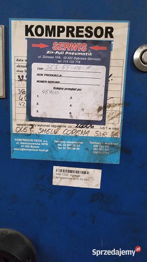 Sprężarka śrubowa SCS 4508a Produkcja śląskie Tarnowskie Góry
