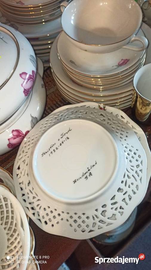 Patera miseczka ażur biała porcelana z różyczką