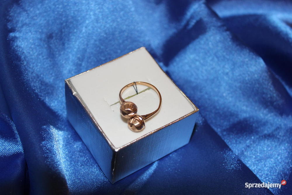 Złoty pierścionek plecione kulki łódzkie Łódź