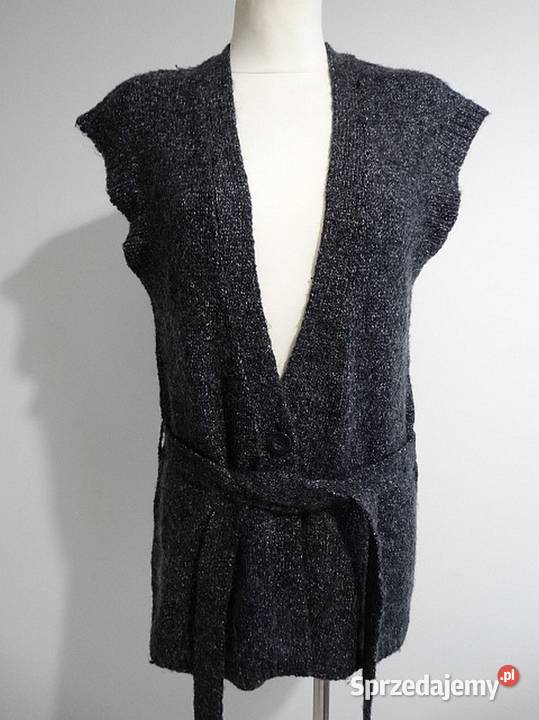 Kamizelka z Paskiem Moherowa Bezrękawnik Sweter