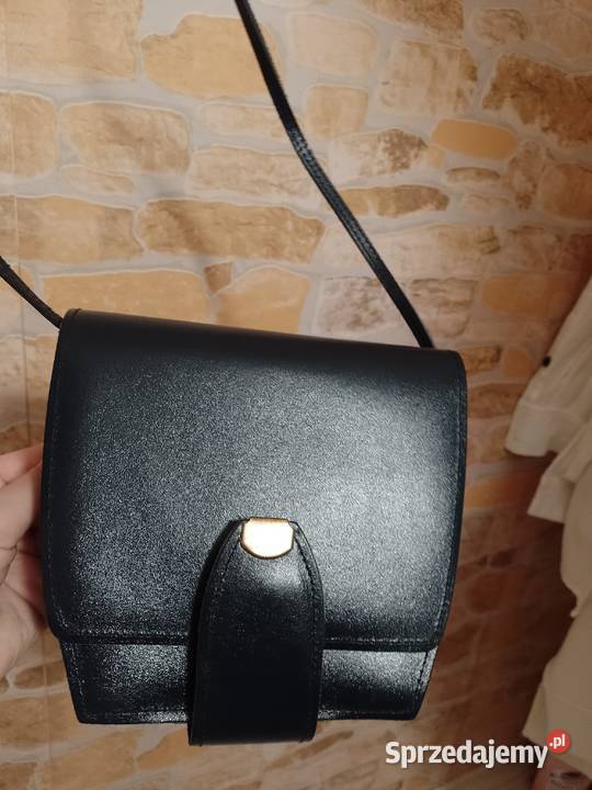 Real LeatherGranatowa skórzana torebka z Londynu Torby i torebki Kraków