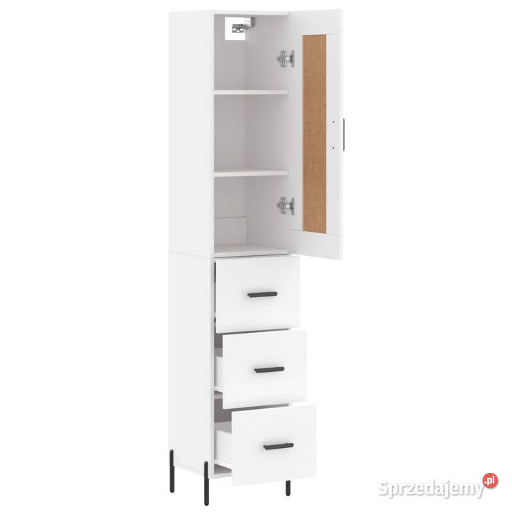 Wysoka szafka biała 345x34x180 materiał mazowieckie Warszawa