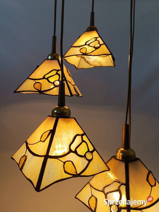 Witrażowa lampa kaskadowa Honsel lata 70 Lampy Zielona Góra