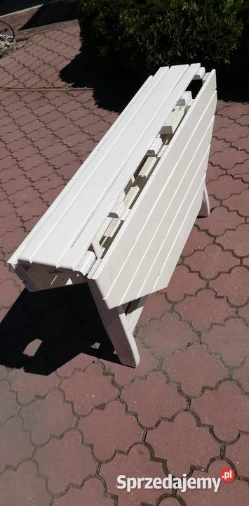 Stół ogrodowy drewniany biały składany na taras Garwolin