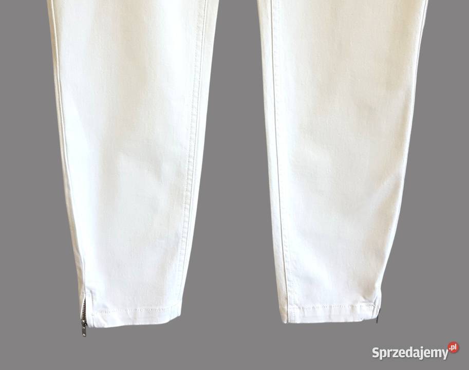 Damskie eleganckie białe bawełniane spodnie Chrzanów