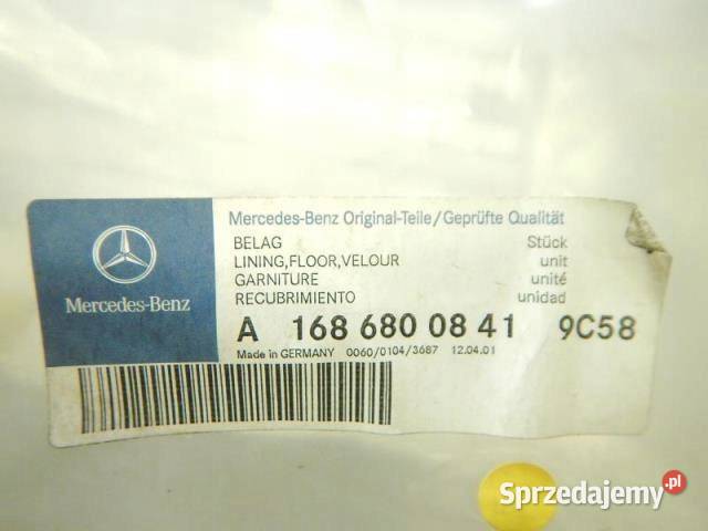 WKŁAD BAGAŻNIKA MERCEDES W168 ORYGINAŁ OEM NOWY Dywaniki